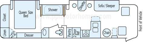 35' 2003 Holiday Rambler Ambassador 315hp Cummins w/2 Slides Floorplan