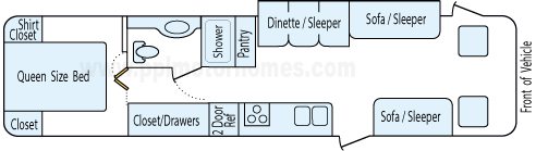 34' 2000 Coachmen Catalina 275hp Cummins w/Slide Floorplan