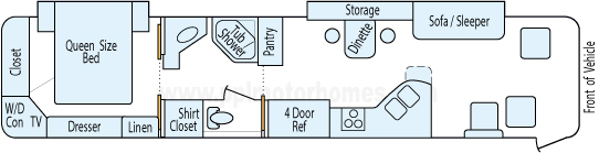 39' 2004 Monaco Diplomat 350hp Cummins w/2 Slides Floorplan
