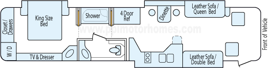 40' 2004 Fleetwood American Tradition 370hp Cummins w/3 Slides Floorplan