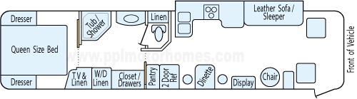 37' 2000 National RV Trade Wind 300hp Caterpillar w/Slide Floorplan