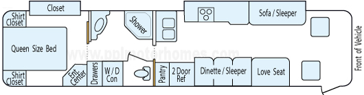 38' 2005 Coachmen Cross Country 300hp Cummins w/2 Slides Floorplan