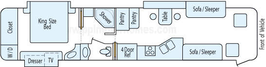 43' 2005 Newmar Mountain Aire 400hp Cummins w/3 Slides Floorplan