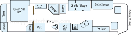 38' 2005 Coachmen Sportscoach Encore 330hp Caterpillar w/2 Slides Floorplan