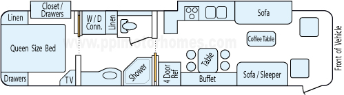 36' 2002 Itasca Horizon 330hp Caterpillar w/2 Slides Floorplan