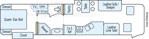 37' 2001 Fleetwood Discovery 300hp Cummins w/2 Slides Floorplan