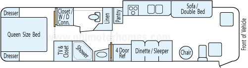 36' 2001 Holiday Rambler Ambassador 300hp Cummins w/Slide Floorplan