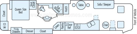40' 2005 Safari Cheetah 350hp Caterpillar w/3 Slides Floorplan