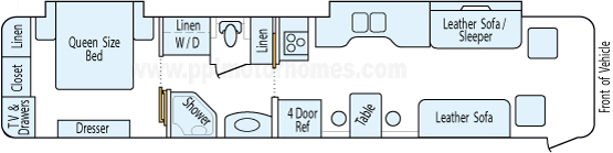 40' 2003 Fleetwood Revolution 350hp Cummins w/2 Slides Floorplan