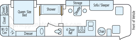 35' 2005 Holiday Rambler Neptune 300hp Cummins w/2 Slides Floorplan