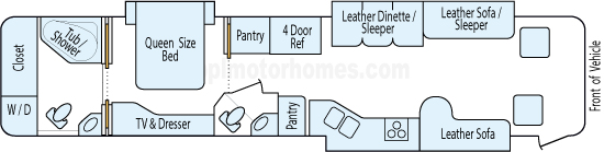 40' 2003 Holiday Rambler Endeavor 330hp Cummins w/3 Slides Floorplan