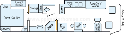 36' 2003 Itasca Horizon 330hp Caterpillar w/2 Slides Floorplan