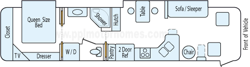 37' 2003 National RV Tradewinds 330hp Caterpillar w/2 Slides Floorplan