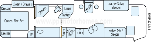 36' 2001 Itasca Horizon 330hp Caterpillar w/2 Slides Floorplan