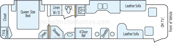 40' 2001 Fleetwood American Eagle 350hp Cummins w/2 Slides Floorplan