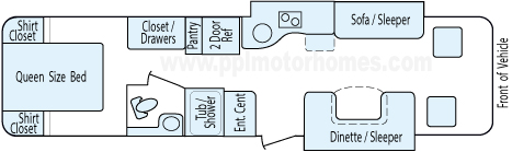 32' 2010 Thor Serrano 300hp Ford w/2 Slides Floorplan
