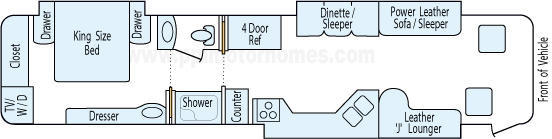 40' 2005 Itasca Horizon 400hp Cummins w/3 Slides Floorplan