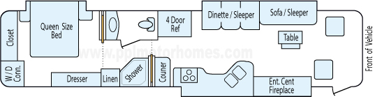 39' 2004 Itasca Meridian 330hp Cummins w/3 Slides Floorplan