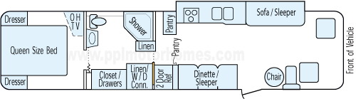 38' 1997 Holiday Rambler Endeavor Le 275hp Caterpillar w/Slide Floorplan