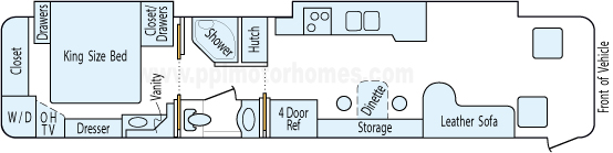 40' 2002 Monaco Windsor 350hp Cummins w/2 Slides Floorplan