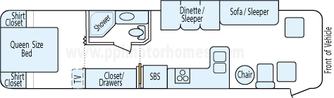 33' 2001 Rexhall Anthem 260hp Cummins w/Slide Floorplan