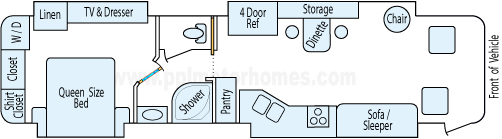 37' 2006 Holiday Rambler Neptune 300hp Cummins w/4 Slides Floorplan