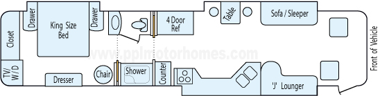 40' 2005 Winnebago Vectra 400hp Cummins w/3 Slides Floorplan