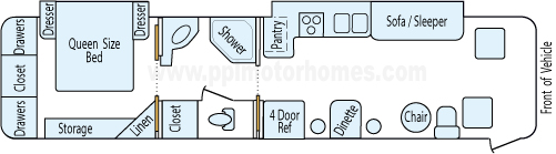 36' 2002 Monaco Knight 315hp Cummins w/2 Slides Floorplan