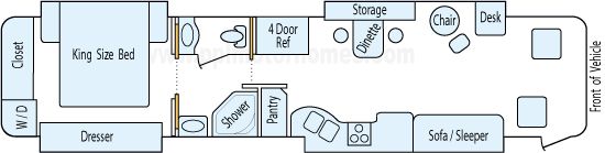 40' 2007 Tiffin Allegro Bus 400hp Cummins w/4 Slides Floorplan