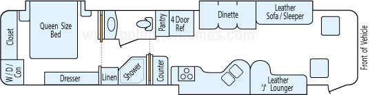 39' 2004 Itasca Meridian 330hp Caterpillar w/3 Slides Floorplan