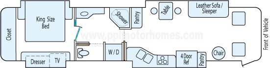 40' 2005 Newmar Dutch Star 370hp Cummins w/4 Slides Floorplan