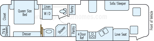 38' 2005 Fleetwood Expedition 300hp Caterpillar w/3 Slides Floorplan