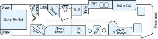40' 1998 Fleetwood American Eagle 325hp Cummins w/Slide Floorplan