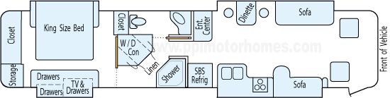 43' 2007 Newmar Dutch Star 400hp Cummins w/4 Slides Floorplan