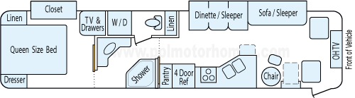 36' 2005 Winnebago Journey 300hp Cummins w/2 Slides Floorplan
