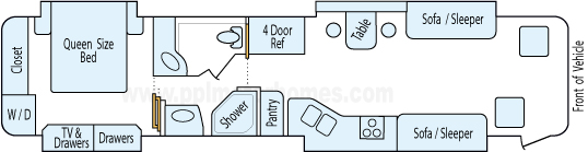 38' 2004 Holiday Rambler Ambassador 330hp Cummins w/4 Slides Floorplan