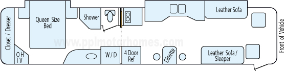 40' 2001 Fleetwood American Eagle 370hp Cummins w/2 Slides Floorplan