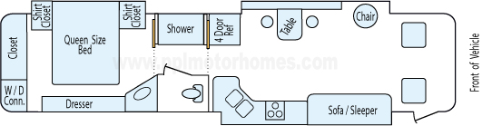 37' 2003 Holiday Rambler Endeavor 330hp Cummins w/3 Slides Floorplan