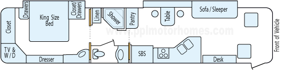 41' 2003 Holiday Rambler Imperial 400hp Cummins w/2 Slides Floorplan