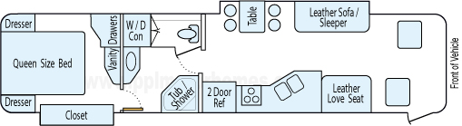 36' 2000 Fleetwood Discovery 275hp Cummins w/2 Slides Floorplan