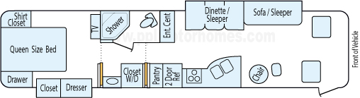38' 2004 Georgie Boy Cruise Air Xl 330hp Caterpillar w/2 Slides Floorplan