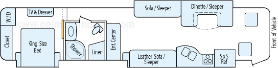42' 2011 Fleetwood Discovery 380hp Cummins w/3 Slides Floorplan