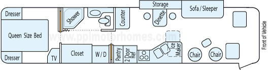 38' 1999 Newmar Dutch Star 300hp Cummins w/Slide Floorplan