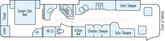 40' 2000 Holiday Rambler Endeavor 300hp Caterpillar w/2 Slides Floorplan