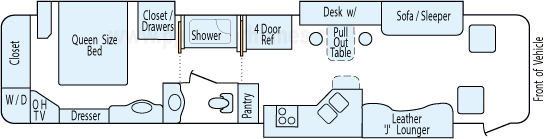 41' 2003 Monaco Dynasty 400hp Cummins w/3 Slides Floorplan