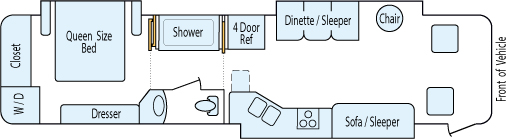 36' 2003 Monaco Diplomat 330hp Cummins w/4 Slides Floorplan