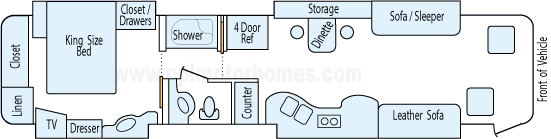 40' 2006 Tiffin Allegro Bus 400hp Cummins w/4 Slides Floorplan