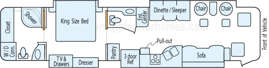 43' 2011 Thor Tuscany 450hp Cummins w/4 Slides Floorplan