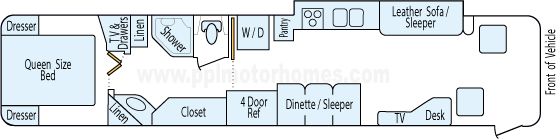 40' 1999 Fleetwood American Tradition 300hp Cummins w/Slide Floorplan