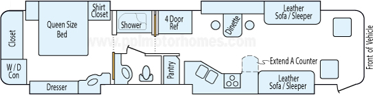 40' 2006 Tiffin Phaeton 350hp Caterpillar w/4 Slides Floorplan